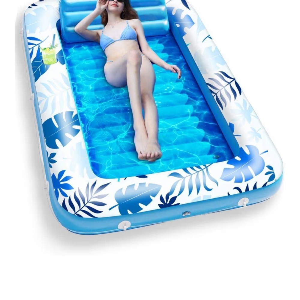 Blue and White Inflatable Pool Float